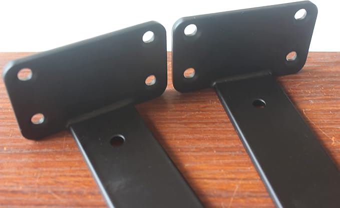 16 Pack - 5 inch Black Hidden L Shelf Bracket (1/5 Inch Thicked) Iron Floating Shelf Brackets Rustic Industrial Metal Brackets for Shelf Support