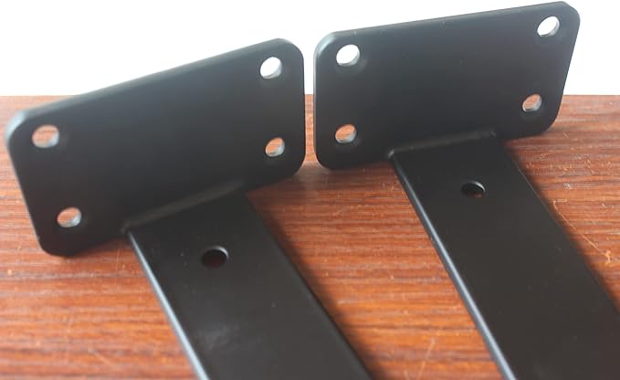 10 Pack - 8 inch Black Hidden L Shelf Bracket (1/5 Inch Thicked) Iron Floating Shelf Brackets Rustic Industrial Metal Brackets for Shelf Support