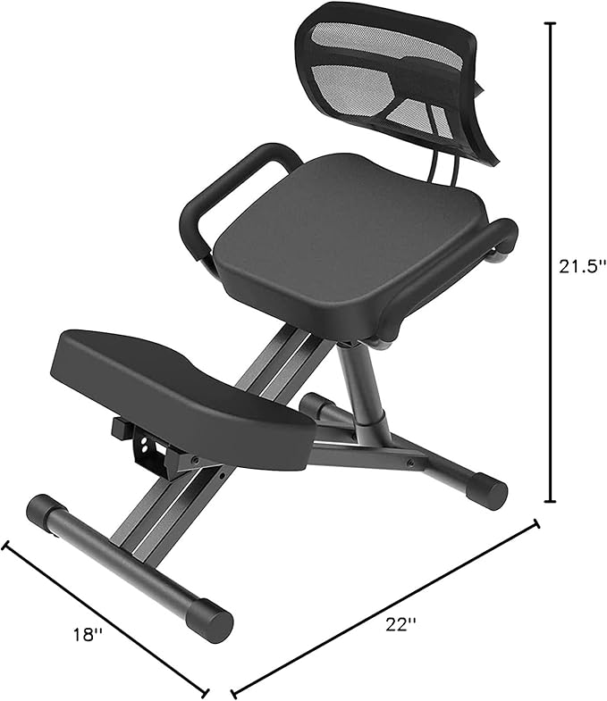Master Massage Ergonomic Kneeling Chair with Back Support for Office -Posture Chair with Angled Seat and Backrest for Home and Office-Posture Correction Stool-Improve Your Posture