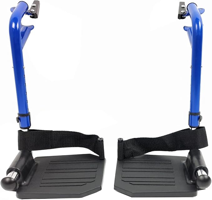 Blue Streak Wheelchair footrest Replacement,Economy Footrest for Wheelchairs and Transport Chair, Composite Footplates and Heel Loops,Universal Swing-Away Footrests, T93, PH-SF(1 Pr, Blue)