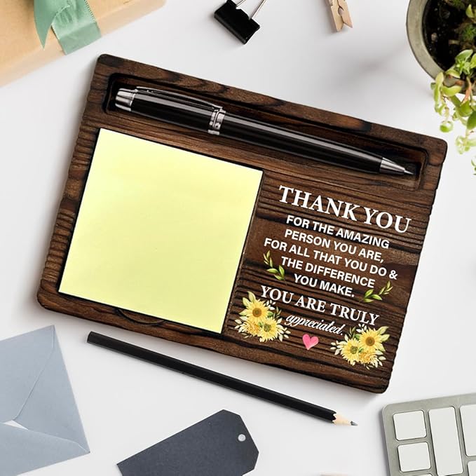 Thank You Gifts for Women Coworkers Employees, Appreciation Gifts for Coworkers Boss Teacher Nurse Social Worker, Thank You Post It Note Dispenser for Office Cubicle Desk Decor