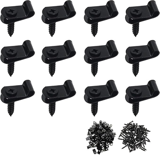 Antrader R-Type Cable Clips,3mm/0.12" Galvanized Steel Cable Management Cord Organizer with Screws,100Pcs