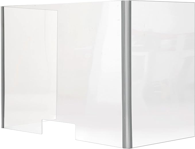 M&T Displays Foldable Sneeze Guard with Slot Cough Barrier Protective Shield Portable Student Desk Divider Screen Clear Table Panel for School 22x18x11 Inch