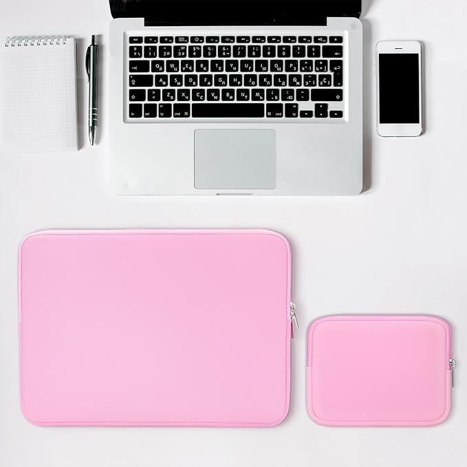 RAINYEAR 16 Inch Laptop Sleeve Protective Soft Case Bag with Accessories Pouch, Specially Compatible with 16" MacBook Pro M1 M2 M3 M4 M5 Pro/Max A3403 A3186 A3428 A3429 (Pink)