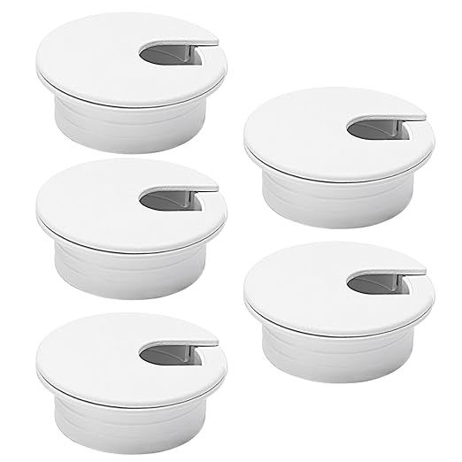 EASYEAH 5 Pcs Desk Grommet 1-1/2" / 38 mm, Desk Cord Hole Cover, Cable Grommet ABS Plastic, Desk Hole Grommet for Home & Office Pc, Detachable Cable Cord Organizer-White