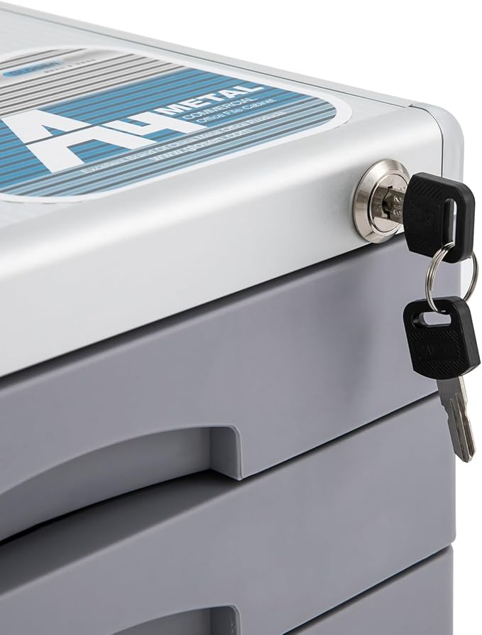 Desktop Drawer Organizer Lockable File Cabinet with Drawers Unit Office Desk Storage Organzier for Documents Papers Mail Notebooks Stationery (3-layer)