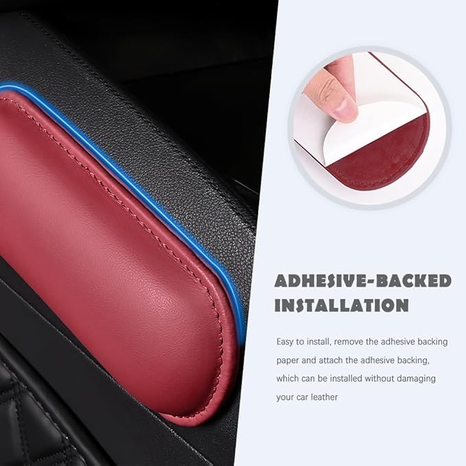 Stacool 2PCS Car Door Armrest Pads,Soft Leather+Memory Foam Car Knee Pads for Arm Support&Protect Elbow and Knee,Universal Car Elbow Pads Car Accessories Interior for Most Vehicles (Red)