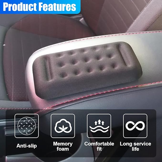 Car Arm Rest Elbow Pads, Soft Comfortable Vehicle Door Armrest Cushion, Memory Foam Arm Leg Support Pillow for Relief Pressure, Non-Slip Auto Interior Center Console Pad Accessories (1PC)
