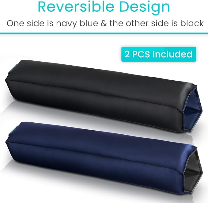 Vive Wheelchair Armrest Pads (2 PCS) - 2-in-1 Reversible Colors - Soft Cushion Arm Rest Accessories for Office Desk Transport Electric Wheel Chairs - Pressure Relief, Non-Slip - Easy-Clean Design
