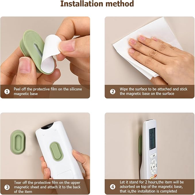 XYOFUN Magnetic Remote Control Holder Wall Mount - 6 Pcs No Drill Self-Adhesive Organizer for Air Conditioner & TV Remotes, Storage Caddy for Televisions Backside - White&Black&Pink&Green