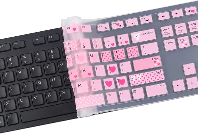 Keyboard Cover Skins Compatible with Dell KM636 Wireless Keyboard & Dell KB216 Wired Keyboard & Dell Optiplex 5250 3050 3240 5460 7450 7050 & Dell Inspiron AIO 3475/3670/3477 All-in one Desktop-Lovly