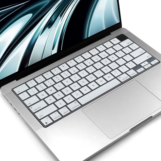 ProElife Keyboard Cover Skin for MacBook Air 13.6 inch 15 inch 2024 2023 2022 M3 M2 Chip A2681 A2941, Ultra Thin Keyboard Protector U.S Enter for 2024-2022 Air 13.6'' 15'' M3 M2 Accessory (White)