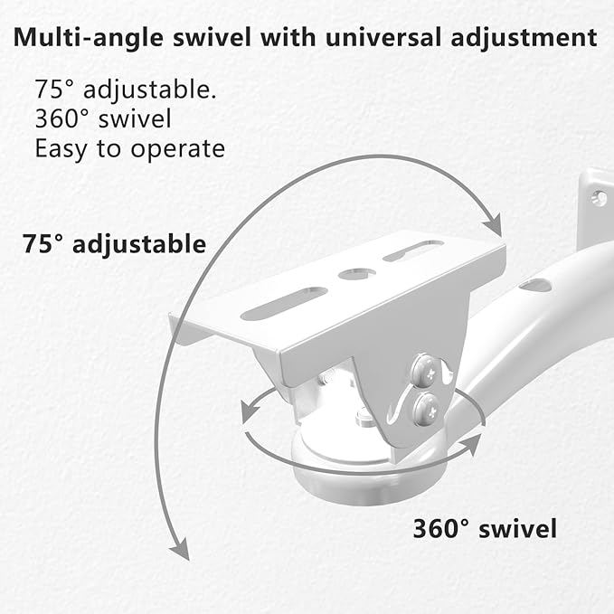 Drsn Mini Projector Wall Mount Bracket, Universal 360° Rotation, 7.8in Adjustable Arm, for CCTV Security Camera, Webcam, Small Projector (White, 11 lbs)