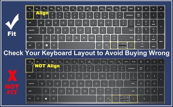 Keyboard Cover Skin for Dell Latitude 5520 5521 5530 5531 5540, Dell Precision 3580 3581 3560 3570 3561 3571 Laptop, Dell Latitude 5540 5530 5520 Keyboard Protective Cover-Black