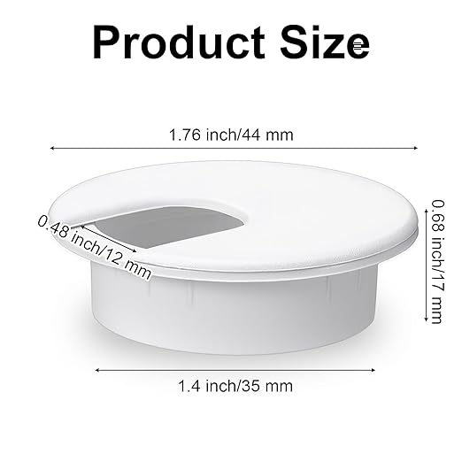 2 Inch Desk Cord Grommets, 2 Pcs Desk Grommet Desk Hole Cover Plastic Grommet Hole Covers for Cords Computer Desks Wires Office Equipment (White)