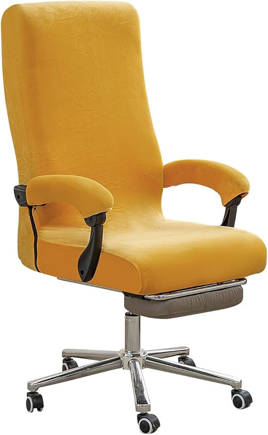 Office Chair Cover with Armrest Covers, High Resilience Velvet Fabric, Universal Fit 22-25 inch Back (Orange)