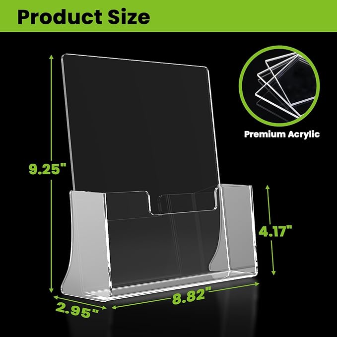 4 Pack Acrylic Brochure Holder 8.5 x 11 inches, Clear Acrylic Literature Holder, Plastic Flyer Stands for Displaying Magazines, Pamphlets, Documents, Booklets, Menu, Journals Countertop Organizer