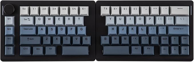 EPOMAKER Split70 Wireless Ergonomic Keyboard with QMK/VIA and Knob, Mechanical Gaming Keyboard with RGB, Hot-Swap, Creamy Linear Switch, PBT Keycap, Gasket, Mac Modifier, 70% Split Layout (Black)