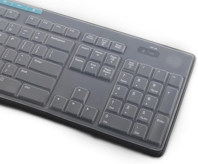 Keyboard Cover Skin for Logitech MK370 MK295 MK275 MK270 Wireless Keyboard, Logitech K200 K260 K270 K275 K295 MK200 MK260 Ultra Thin Desktop PC Silicone Keyboard Cover-Clear