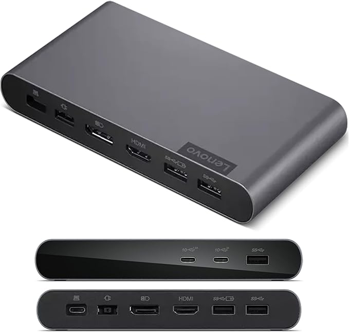 Lenovo Docking Station USB-C Universal Business Dock – Dual Display (1 DP 1.4 & 1 HDMI 2.0) – 65W Charging for Laptop (90W Power Adapter Included) – 3X USB-A & 2X USB-C Ports – Windows Compatible