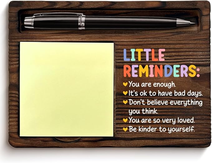 Encouragement Sticky Note Holder Mental Health Gifts for Women, Positive Affirmations Little Reminders Post It Note Dispenser for Office Cubicle Desk Decor