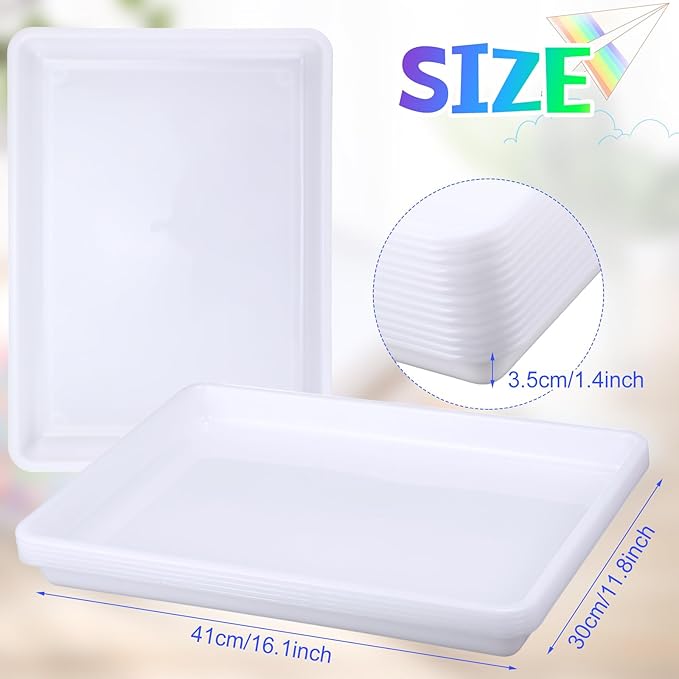 Hoteam 5 Pcs Paper Trays for Classroom Plastic Storage Bin Tray Bulk Stackable File Organizer for School Office Teacher Book Organization Supplies(White,16.14 x 11.81 x 1.38 Inch)