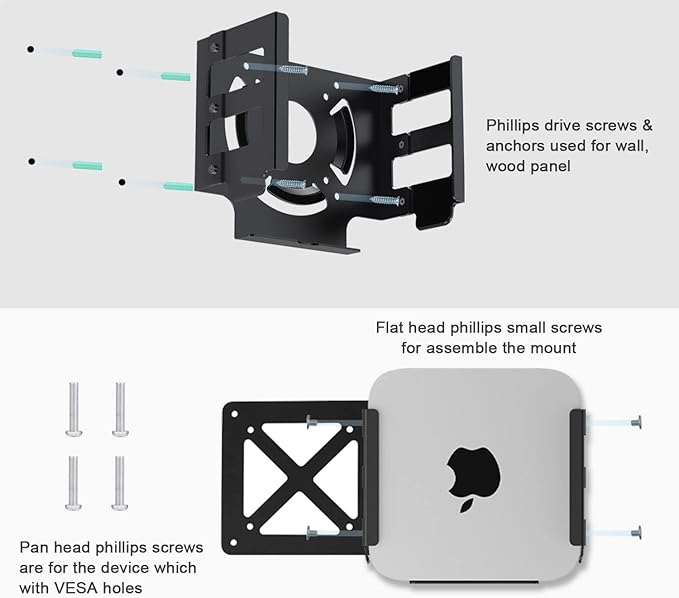 IFCASE Heat Dissipation Design Anti-Scratch Inner Aluminum Under Desk, Wall, Vesa Mount for Mac Studio M4 M3 M2 M1 Max/Ultra (Black)