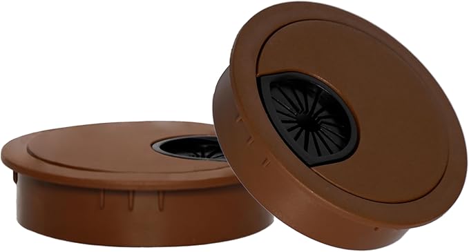Signite 5 Pcs Plastic Desk Cable Grommet 2-1/2" – Durable Desk Hole Cover for Wire Management, Desks Cord Grommet for Workstations, Tables, Countertops 60mm Hole Cover for Home & Office Use - (Brown)