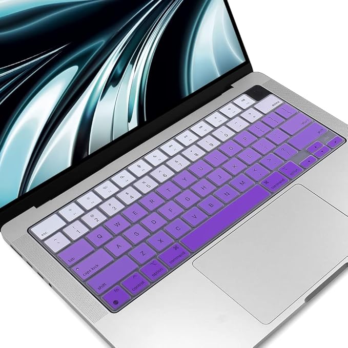 ProElife Keyboard Cover Skin for MacBook Air 13.6 15 inch 2024 2023 2022 M3 M2 Chip A2681 A2941, Ultra Thin Keyboard Protector U.S Enter for 2024-2022 Air 13.6'' 15'' M3 M2 Accessory (Ombre Purple)