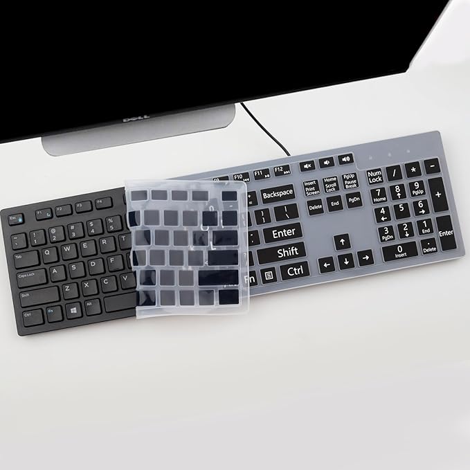 Keyboard Cover with Large Letters for Dell KB216 KB216p KB216d KM636 Keyboard/Dell Optiplex 5250 3050 3240 5460 7450 7050 /Dell Inspiron Desktop 24" 27" 5400 5490 7700 7790 3475 3670 3477