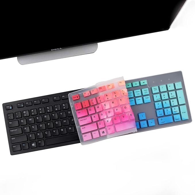 Keyboard Cover for Dell KB216 KB216p KB216d Keyboard/Dell KM636 Keyboard/Dell Optiplex 5250 3050 3240 5460 7450 7050 /Dell Inspiron AIO 3475 3670 3477 7700 Desktop-Colorful