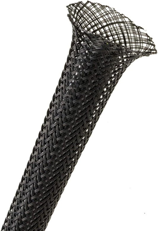 3/4" PET Expandable Braided Sleeving - Color: Black - Length: 10FT