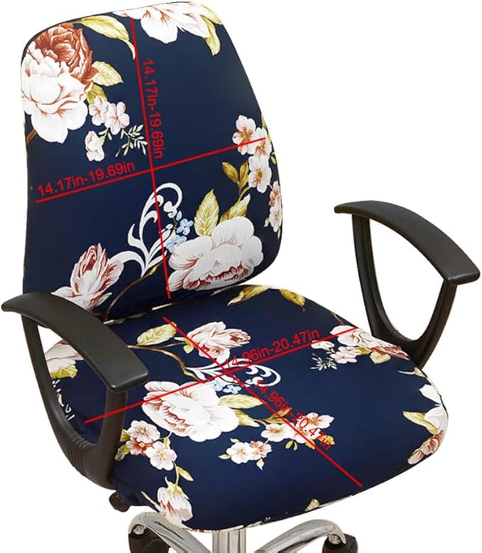 VIOKKO Office Chair Cover Stretchable Computer Desk Chair Seat Covers Anti-Dust Universal Split 2 Piece Rotating Swivel Chair Slipcover Protector (Peony)