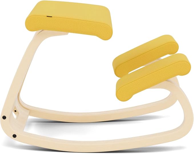 Varier Variable Natural/Yellow Ergonomic Office Kneeling Chair for Desk – Back Pain Relief, Rocking Seat for Home, Study & Posture Support – 10 Year Quality Guarantee