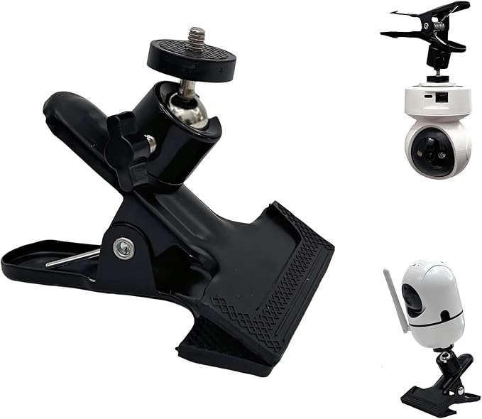 Universal Camera Clamp Mount with 360-Degree Swivel Head, 1/4 Inch Screw, Black (1 Pack)