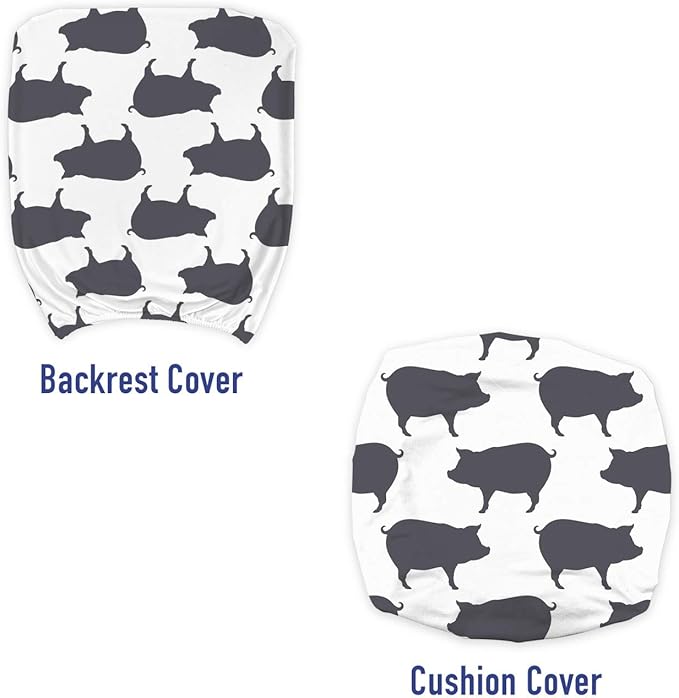 Ambesonne Pig Office Chair Slipcover, Continuous Pig Animal Silhouette Pattern Domestic Mammal Husbandry Concept, Protective Stretch Decorative Fabric Cover, Standard Size, Grey and White