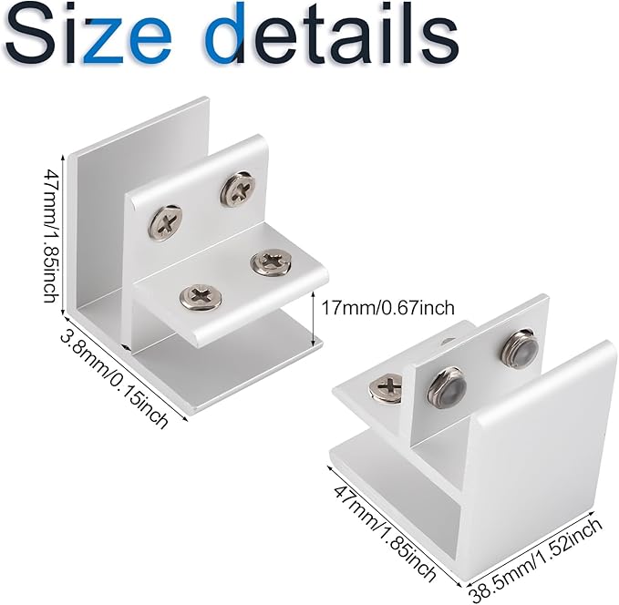 INCREWAY Glass Clamp, 4Pcs Adjustable 90 Degrees Glass Clips Aluminum Alloy Glass Shelf Support Bracket, Glass Holder Connector for 14-16mm Thick Glass