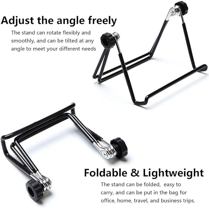 VOVIGGOL Adjustable Tablet Stand Holder, Non-Slip Foldable Holder Cradle Fit for 9-12.9" Tablets, iPad, Samsung and Kindle Fire, Display Stands Picture Frame Stand for Photos (Large Black)