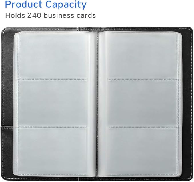 Sooez Leather Professional Business Card Book Holder Organizer, 240 Capacity Credit Card Booklet, PU Name Cards Holder Storage File for Men Women, Purple