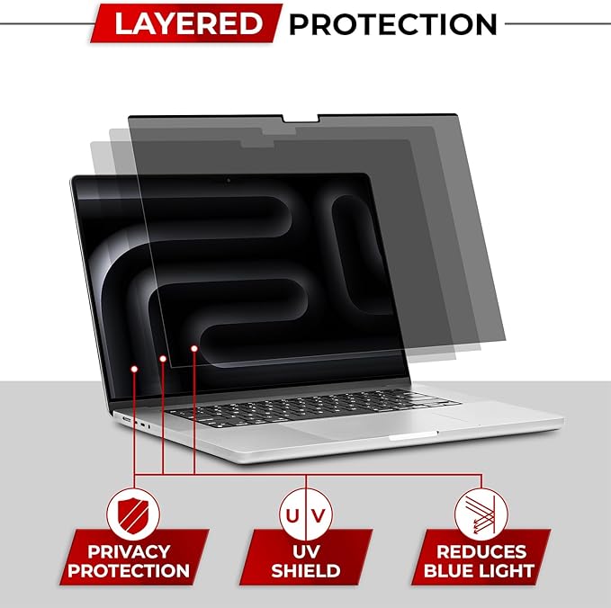SightPro Magnetic Privacy Screen for MacBook Pro 14 Inch (2021-2026, M1-M5, Pro, Max) Patented Removable Laptop Privacy Filter Shield and Protector