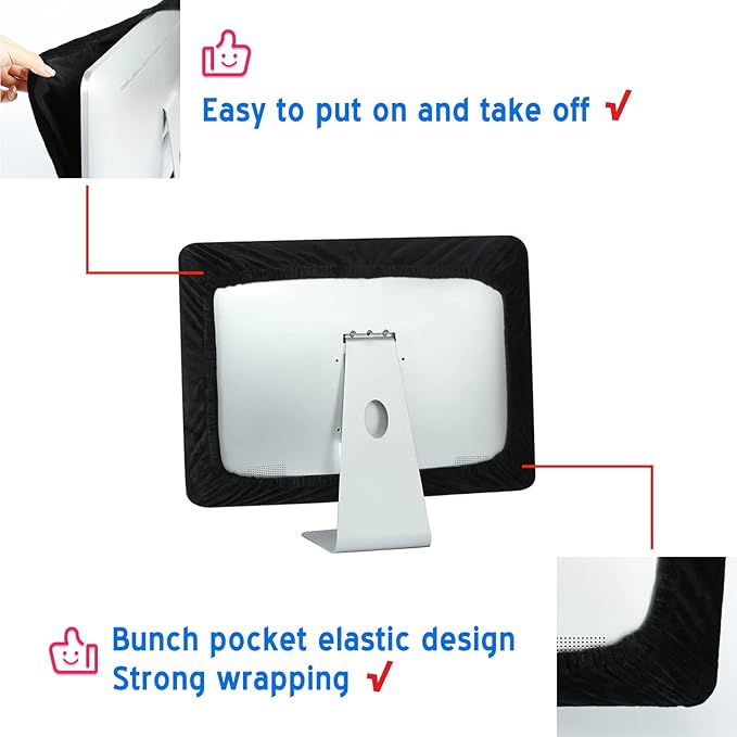 21.5" 22" 23" 24" Computer Monitor Dust Cover,Black Screen Protective Sleeve Compatible with iMac 21.5-24 Inch Desktop Computer, Anti-Static Dustproof LCD/LED/HD Panel Case,Velvet