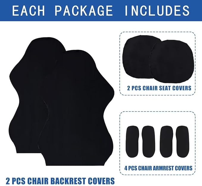 SARAFLORA 2 Pack Gaming Chair Cover, Stretchable Computer Chairs Cover Removable Office Chair Cover for Armchair, Swivel Chair, Computer Boss Chairs, Spandex Chair Slipcovers, Black