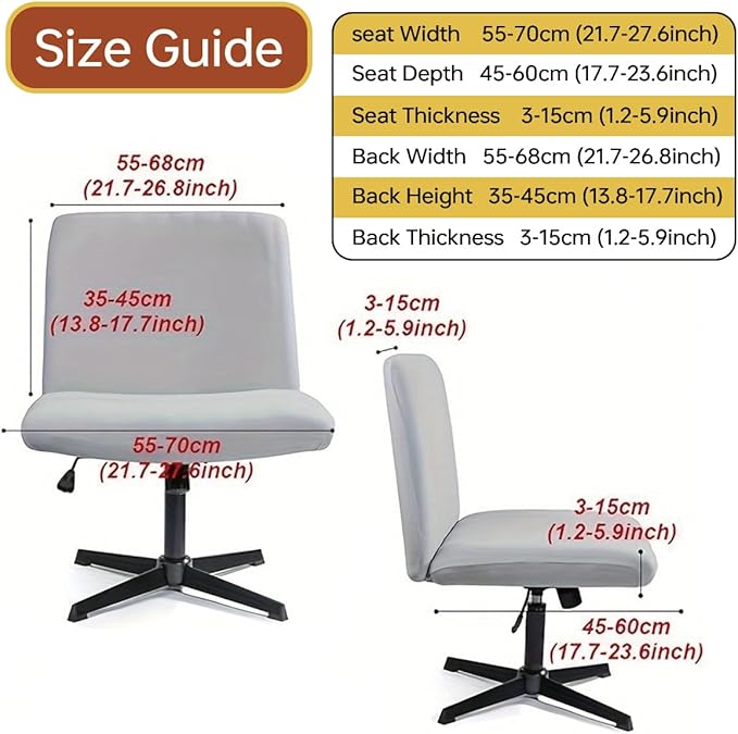 Armless Chair Slipcover Stretch Criss Cross Chair Cover, Mid Back Wide Seat Accent Chair Covers,Modern Vanity Chair Cover for Office Desk (Pumpkin)