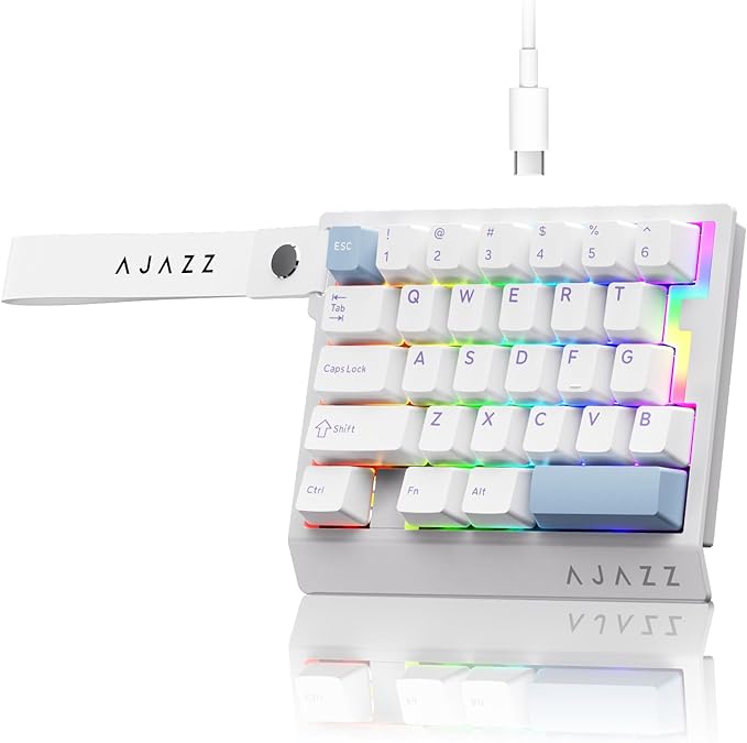 AJAZZ AK029 Wired One Handed Gaming Keyboard,Magnetic Switch, Adjustable Trigger Force, 8KHz Polling, 29 Keys Rapid Fast Mechanical Keyboard, RGB Backlight, SOCD & DKS, Aluminum Plate