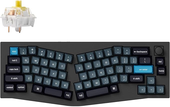 Keychron Q8 Pro QMK/VIA Programmable Wireless Custom Mechanical Keyboard, 65% Alice Layout Bluetooth/Wired, Hot Swappable, Ergonomic, Aluminum, RGB Backlit for Mac Windows Linux-Black