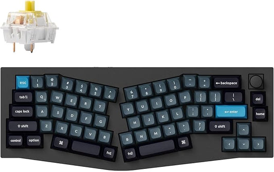 Keychron Q8 Pro QMK/VIA Programmable Wireless Custom Mechanical Keyboard, 65% Alice Layout Bluetooth/Wired, Hot Swappable, Ergonomic, Aluminum, RGB Backlit for Mac Windows Linux-Black
