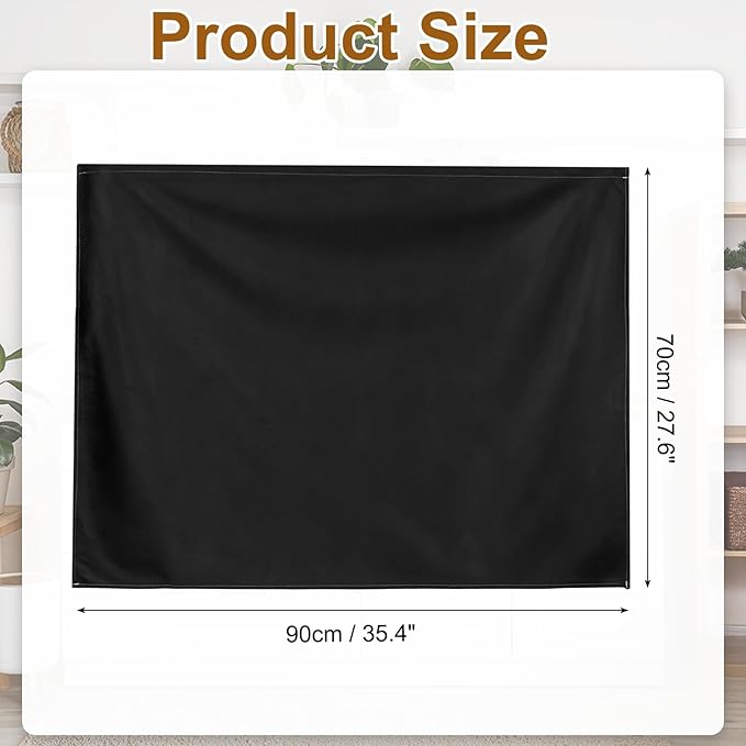 uxcell Cabinet Curtains, Dust Proof Privacy Drape Short Curtain, Hook & Loop Under The Desk Skirt for Kitchen Bathroom Closet Storage Room (35.4" W x 27.6" H, Black)