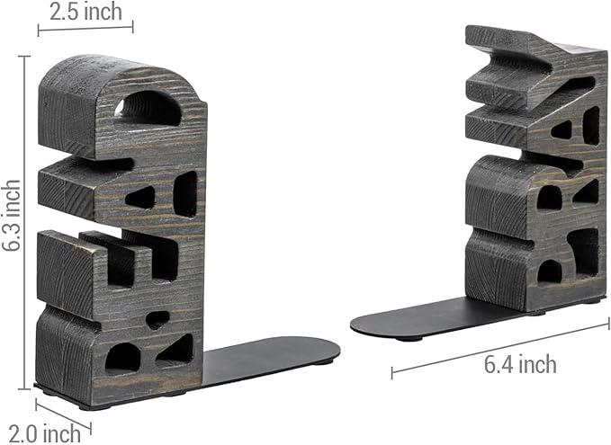 Book Ends Christian,Vintage Weathered Gray Solid Wood Bookends Carved in Read and Pray Block Letters, Decorative Book Stands for Home Library Bookshelf Office Desk, 2 Piece Set