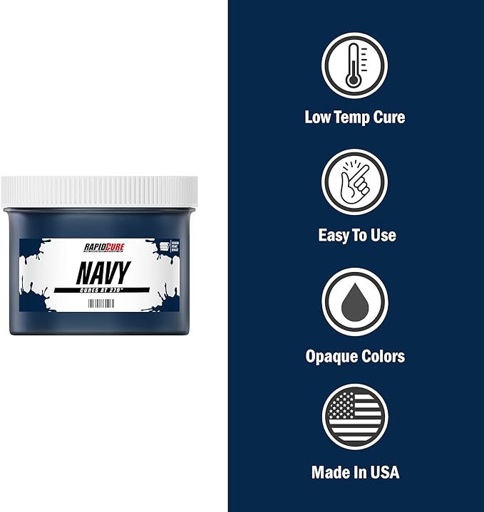 Rapid Cure® Screen Printing Ink Navy (Pint - 16oz.) - Plastisol Ink for Screen Printing, Fast Curing Fabric Paint - Screen Print Direct®, USA Made