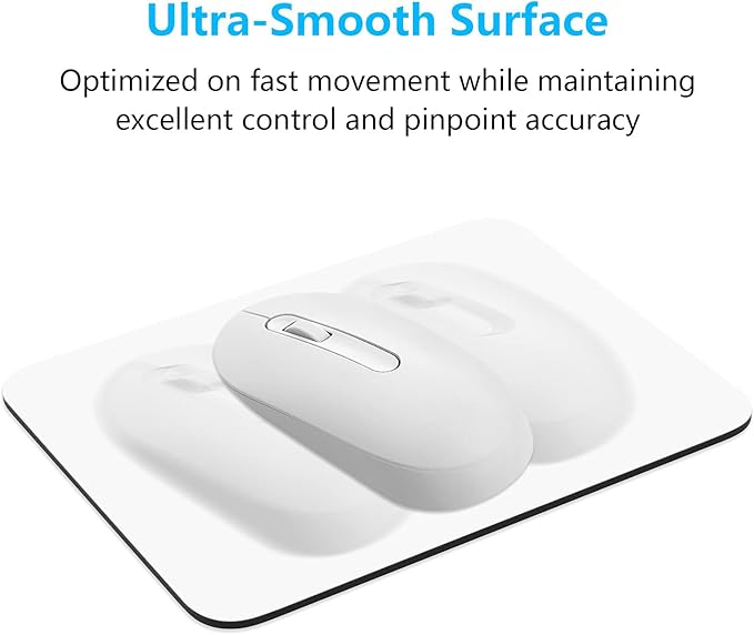 Dapesuom Small Mouse Pad, 6 x 8 Inch Thick Rubber Premium-Textured Non-Slip Portable & Washable Mini Mouse Mat for Women Men Wireless Laptops Keyboard Tray Gaming Work Computer Office Travel, White